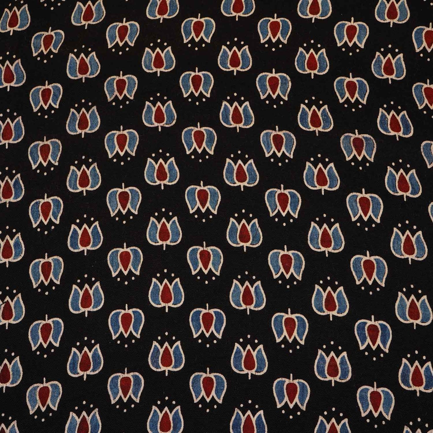 Black Ajrakh Print Mashru Silk Fabric IA-27801