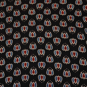 Black Ajrakh Print Mashru Silk Fabric IA-27801