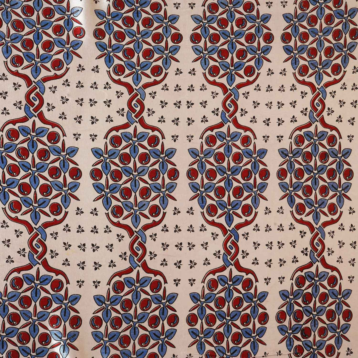 Beige Ajrakh Print Mashru Silk Fabric IA-27803