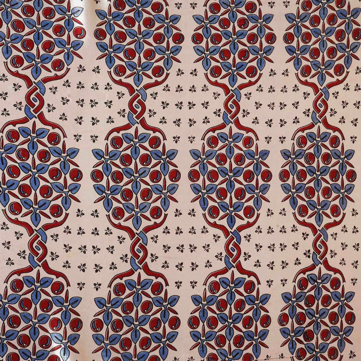 Beige Ajrakh Print Mashru Silk Fabric IA-27803