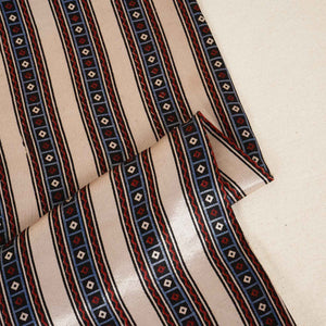 Beige Ajrakh Print Mashru Silk Fabric IA-27805