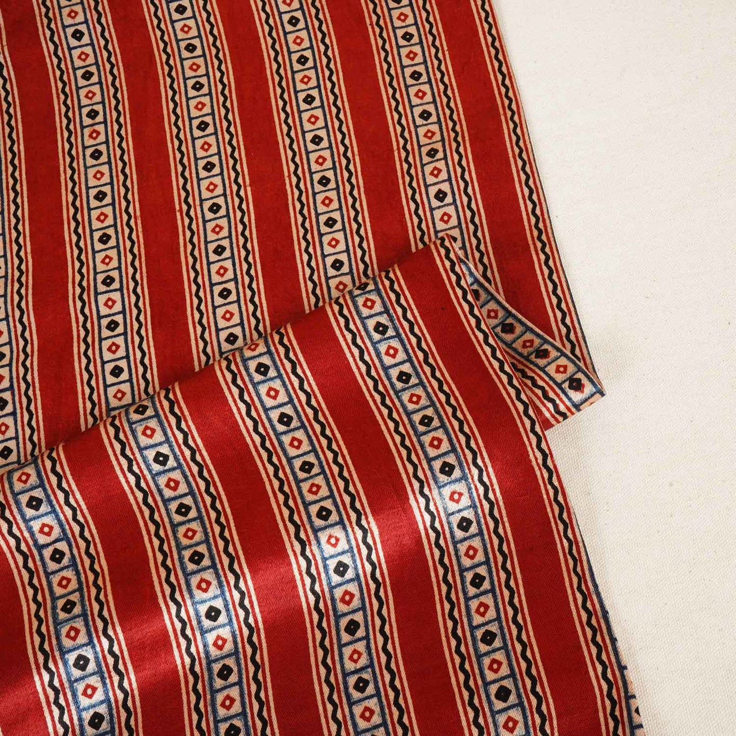 Red Ajrakh Print Mashru Silk Fabric IA-27812