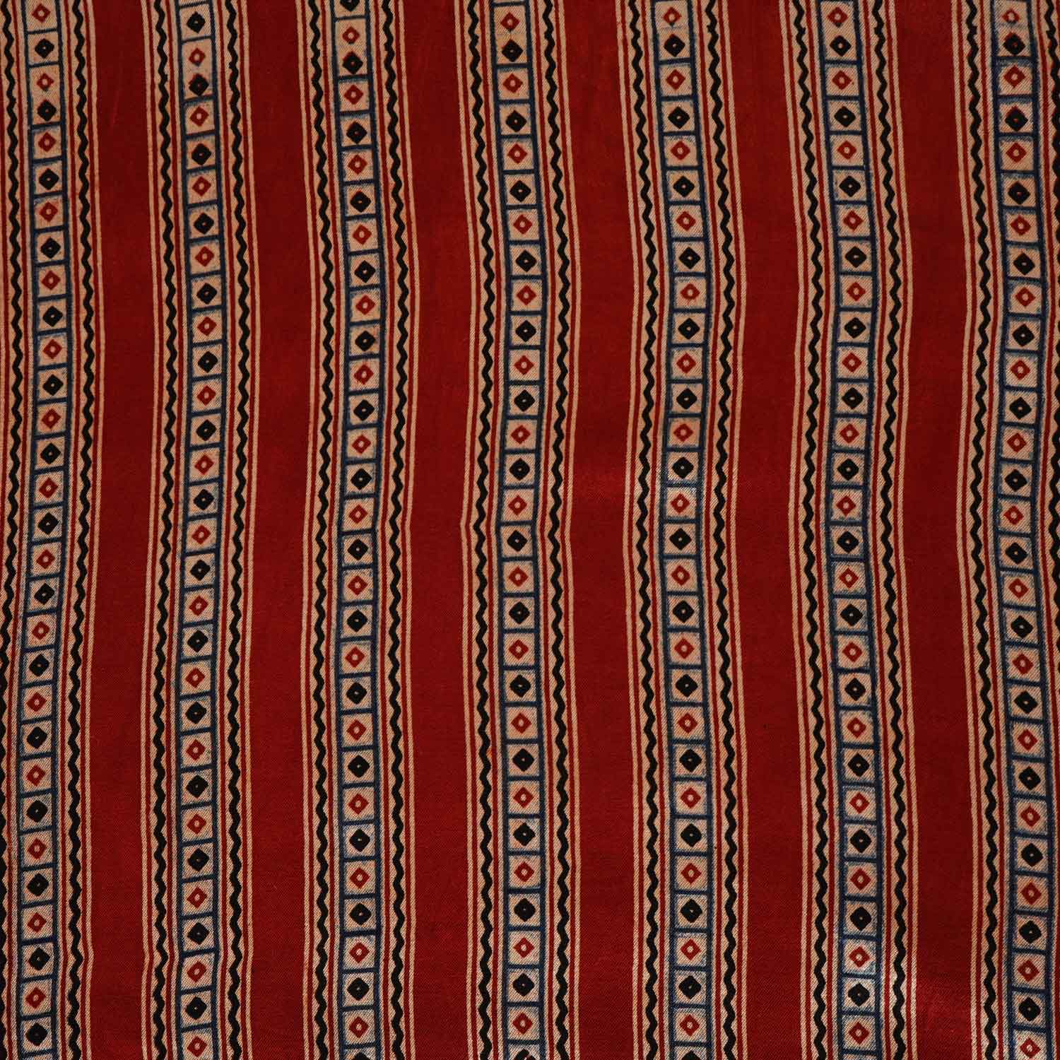 Red Ajrakh Print Mashru Silk Fabric IA-27812