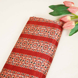 Red Ajrakh Print Mashru Silk Fabric IA-27815