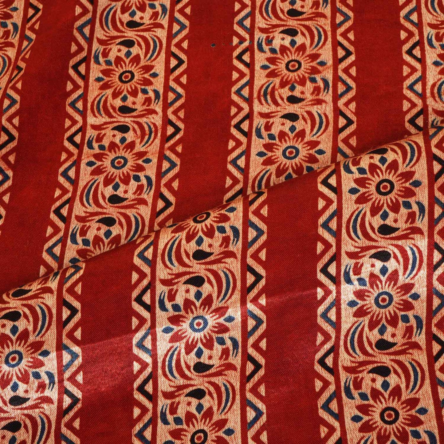 Red Ajrakh Print Mashru Silk Fabric IA-27815