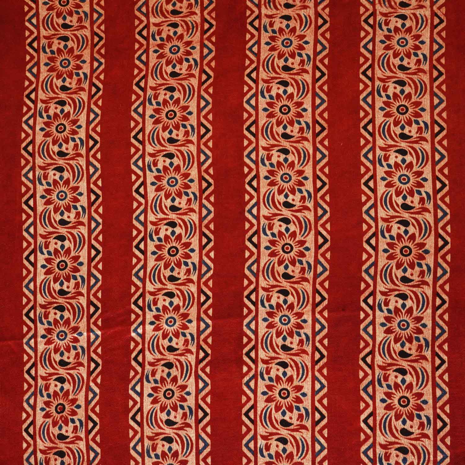 Red Ajrakh Print Mashru Silk Fabric IA-27815