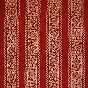 Red Ajrakh Print Mashru Silk Fabric IA-27815