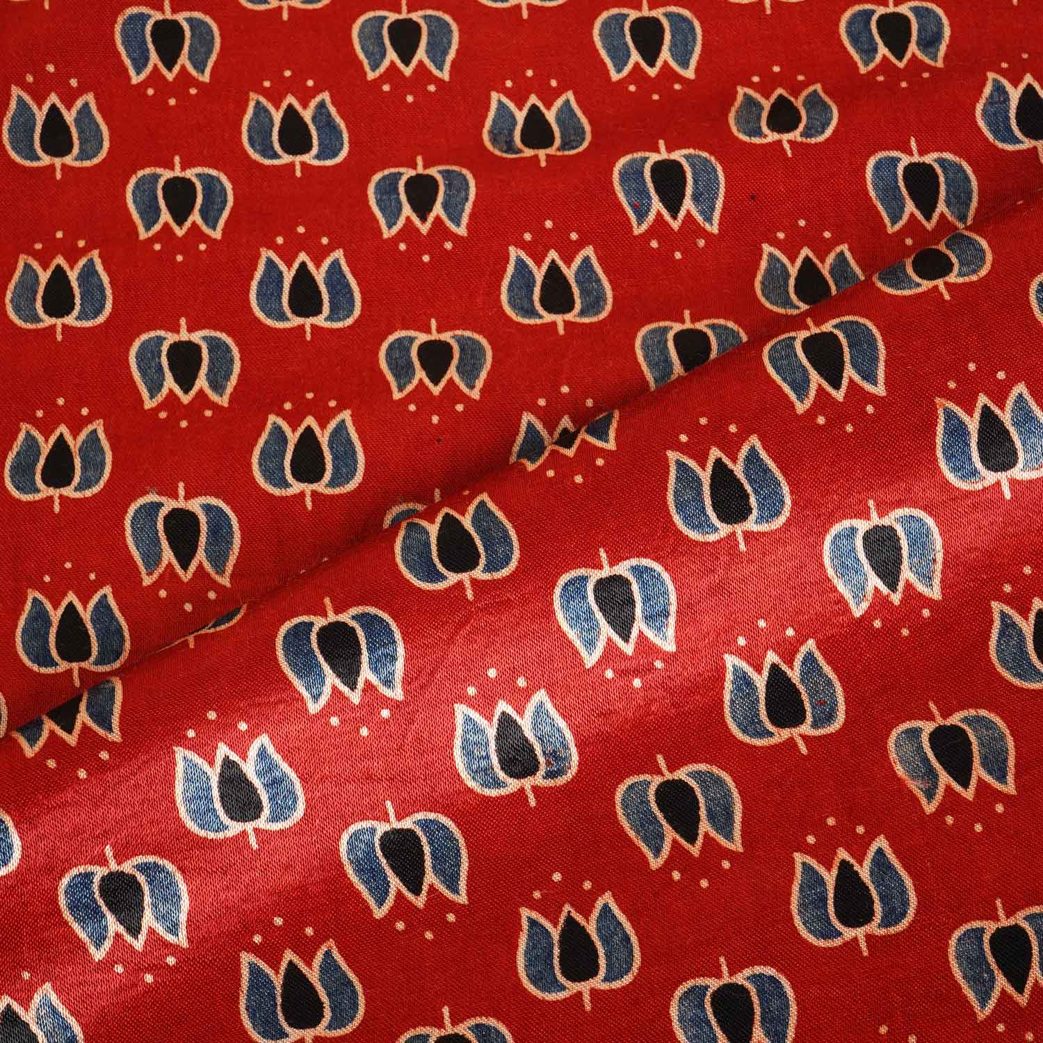 Red Ajrakh Print Mashru Silk Fabric IA-27816