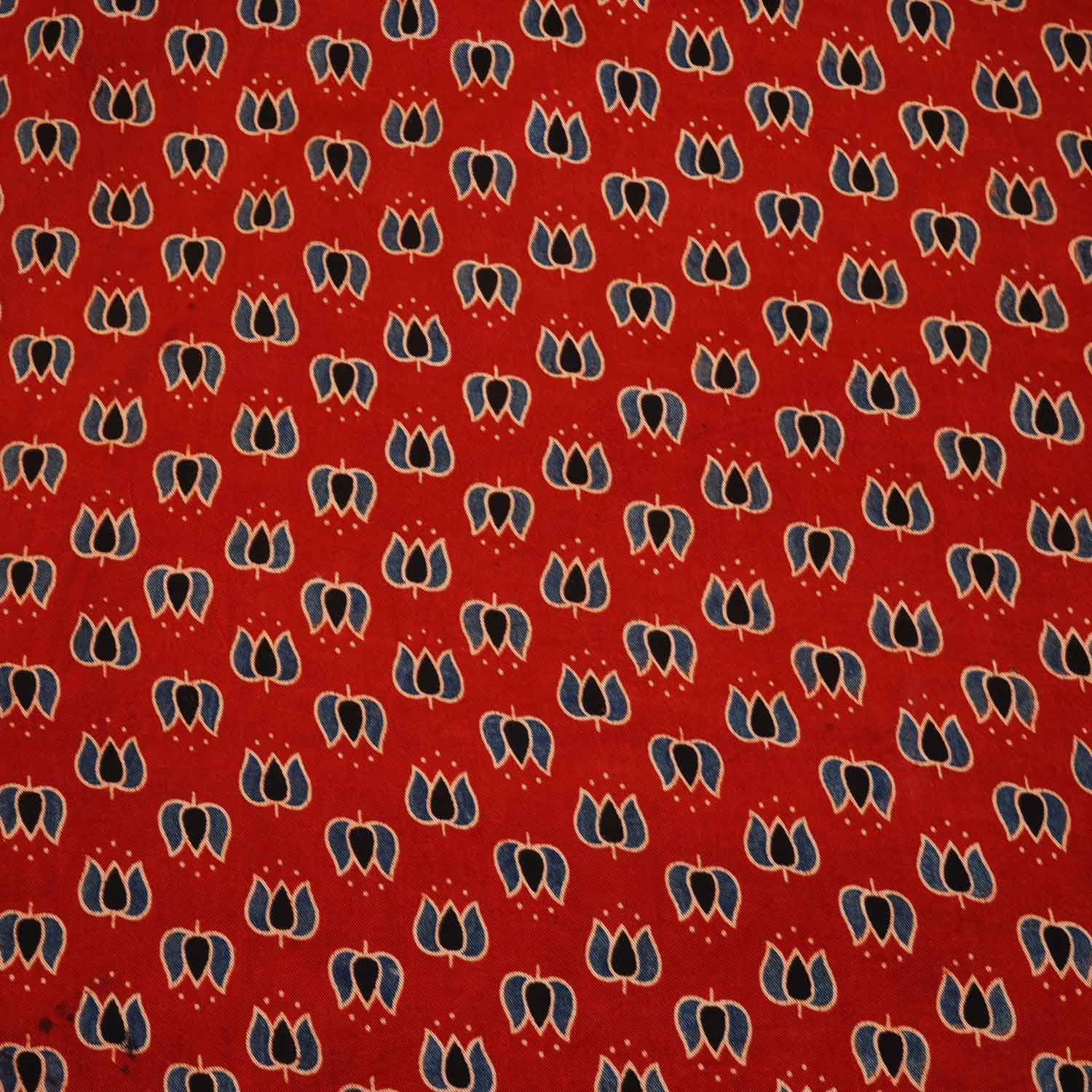 Red Ajrakh Print Mashru Silk Fabric IA-27816