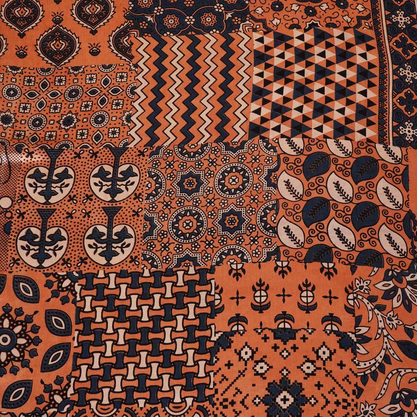 Peach Arakh Print Mashru Silk Fabric IA-27821
