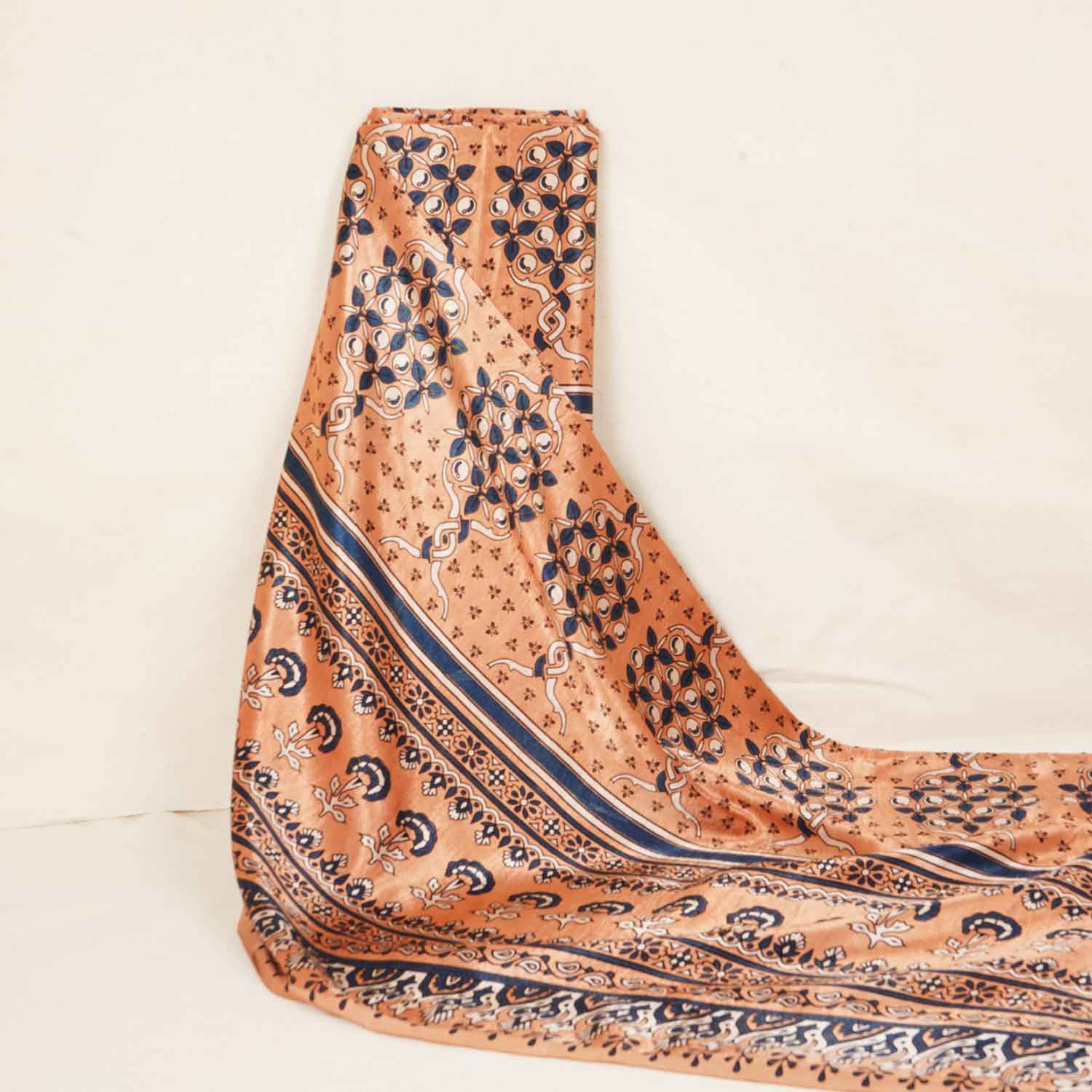 Peach Arakh Print Mashru Silk Fabric IA-27822