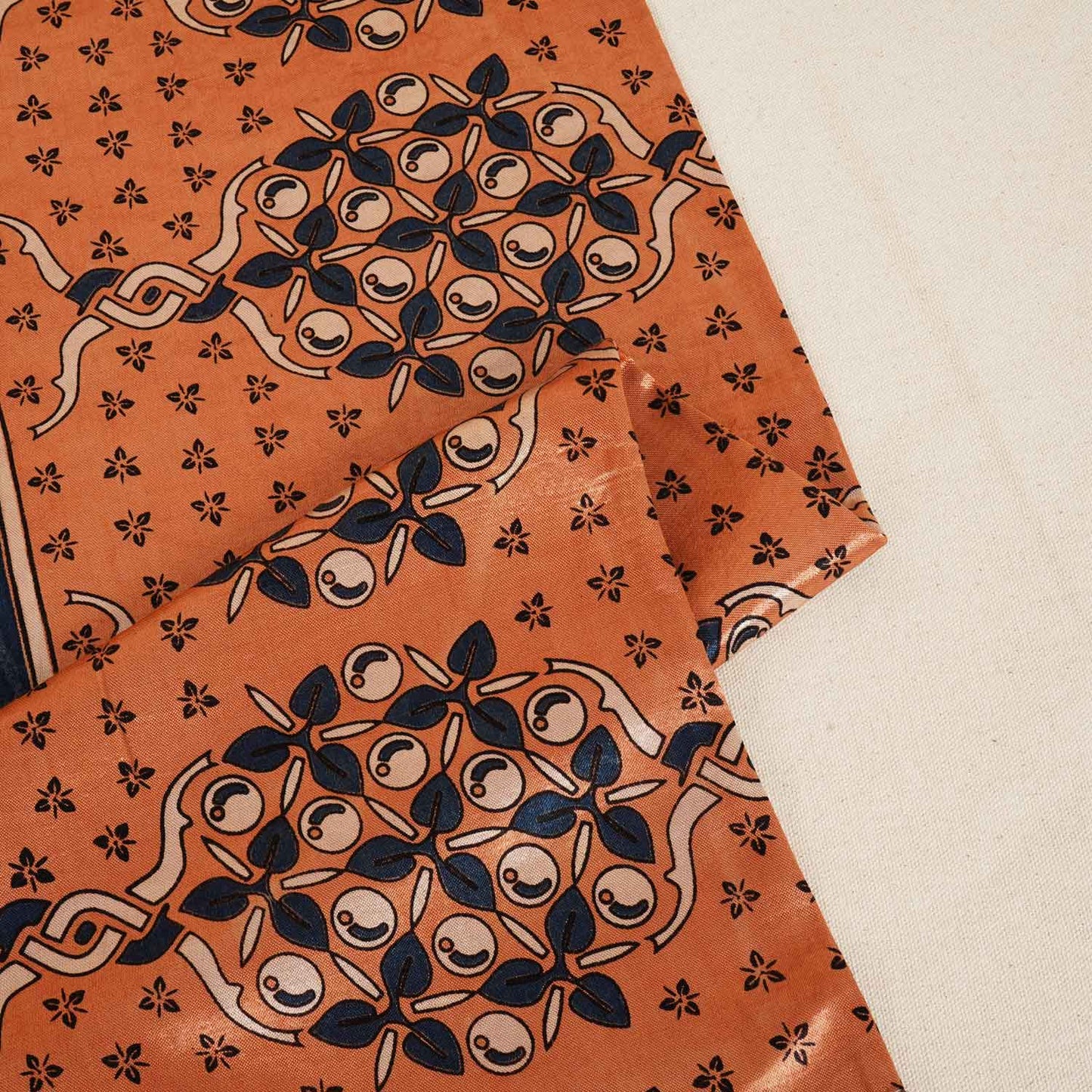 Peach Arakh Print Mashru Silk Fabric IA-27822