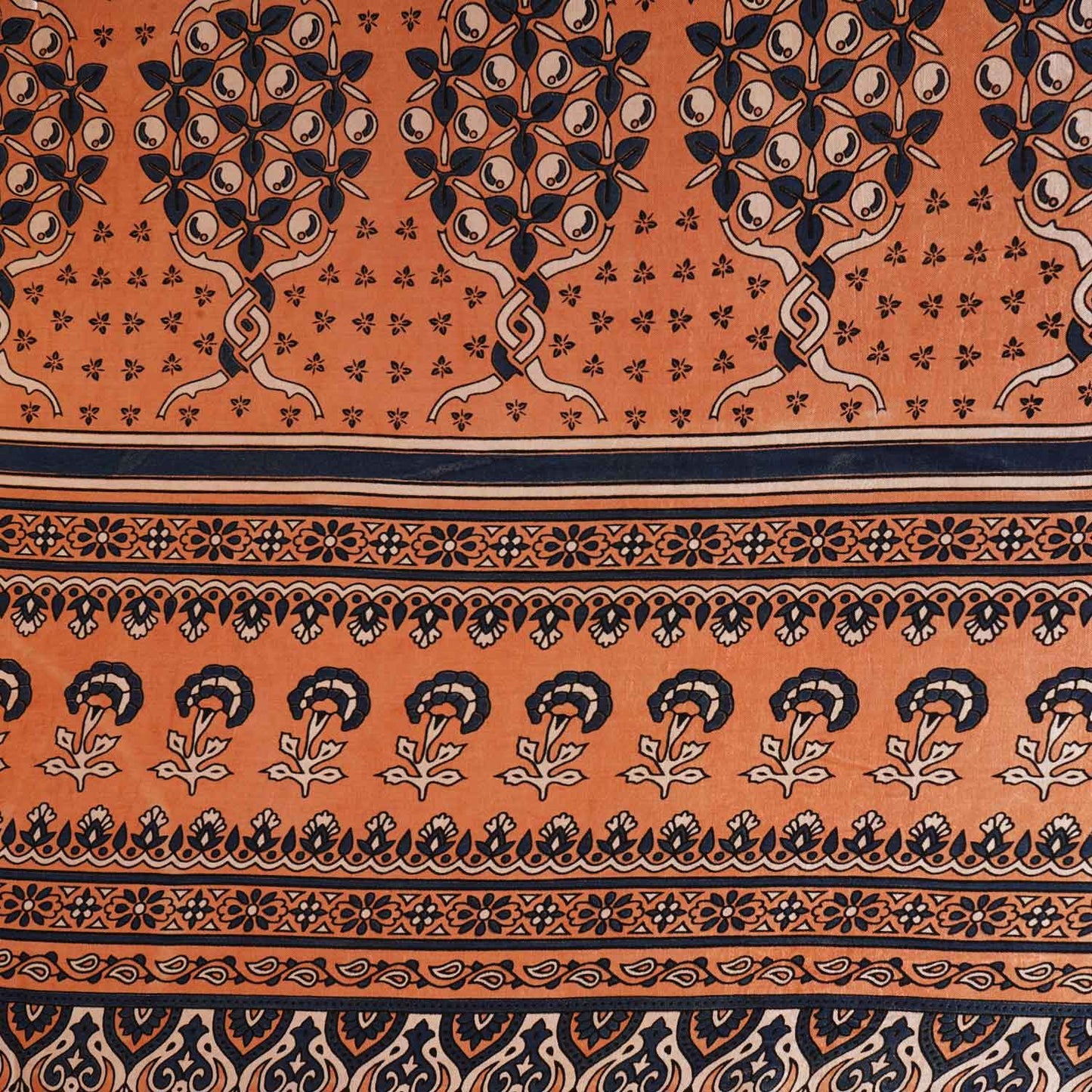 Peach Arakh Print Mashru Silk Fabric IA-27822