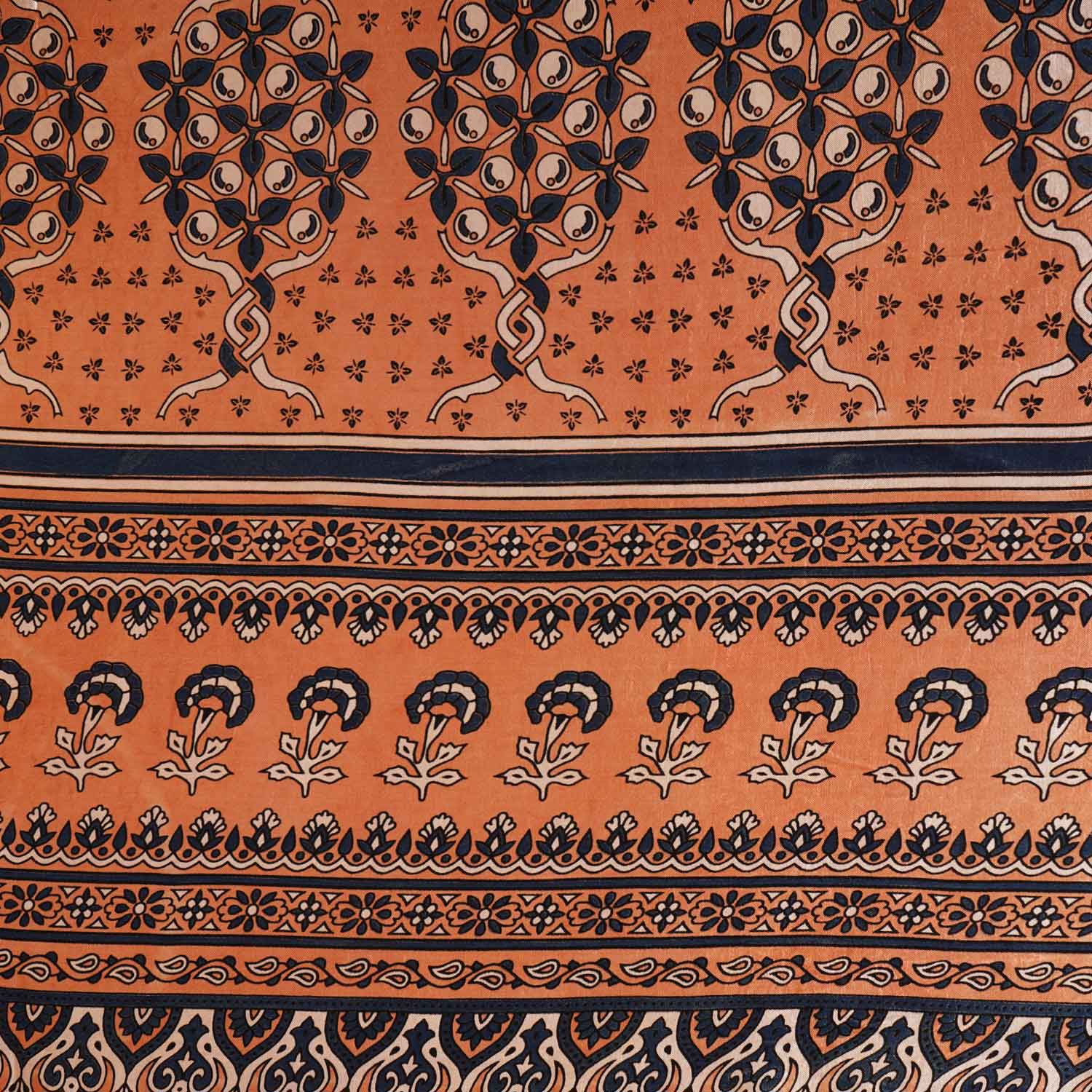 Peach Arakh Print Mashru Silk Fabric IA-27822