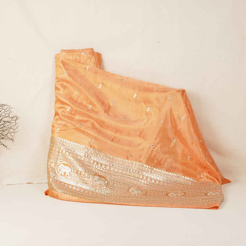 Peach Zari Embroidery Tissue Fabric SC-27823