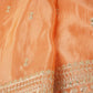 Peach Zari Embroidery Tissue Fabric SC-27823