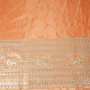 Peach Zari Embroidery Tissue Fabric SC-27823