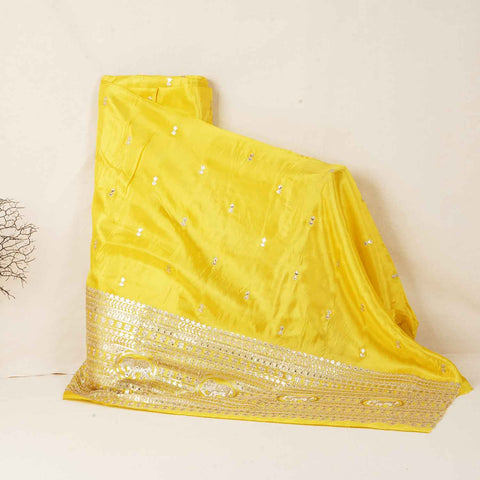 Yellow Zari Embroidery Tissue Fabric SC-27824