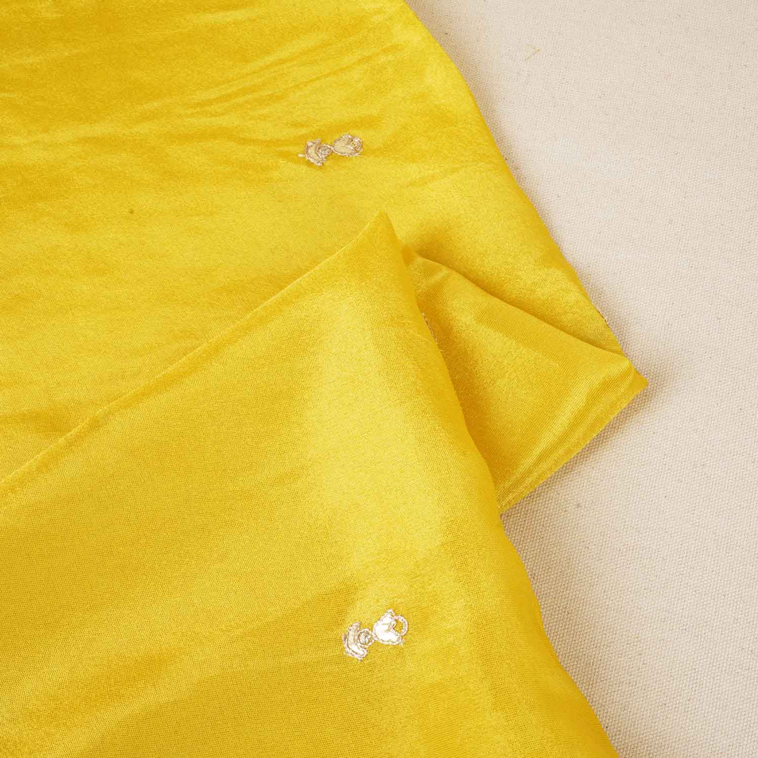 Yellow Zari Embroidery Tissue Fabric SC-27824
