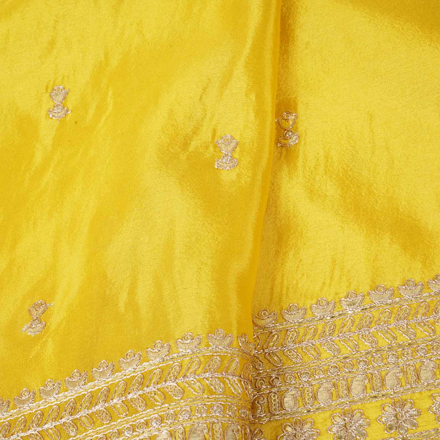 Yellow Zari Embroidery Tissue Fabric SC-27824