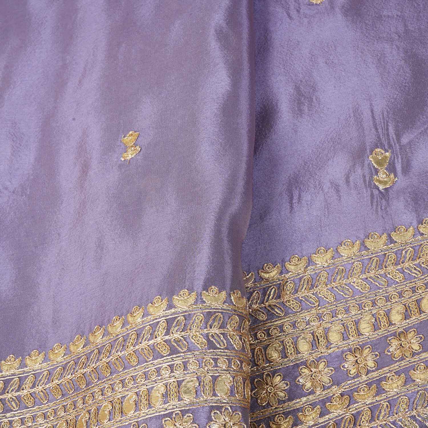 Lavender Zari Embroidery Tissue Fabric SC-27825