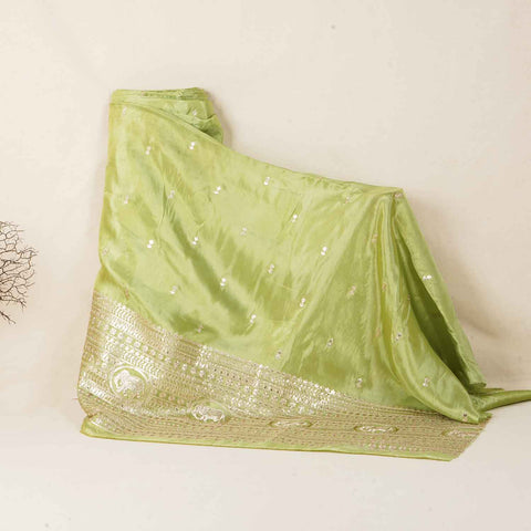 Green Zari Embroidery Tissue Fabric SC-27826