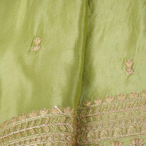 Green Zari Embroidery Tissue Fabric SC-27826