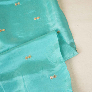 Blue Zari Embroidery Tissue Fabric SC-27827