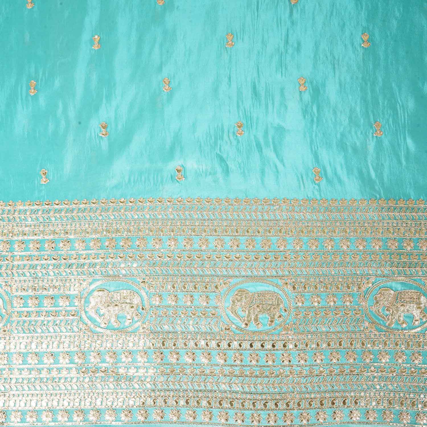 Blue Zari Embroidery Tissue Fabric SC-27827