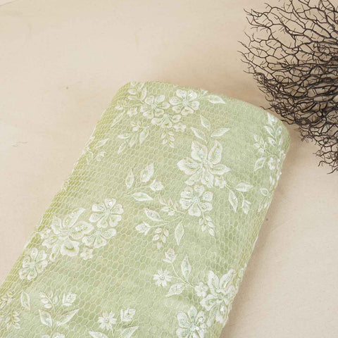 Green Floral Embroidery Tissue Fabric SC-27833