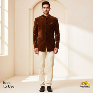 Golden Brown Solid Micro Velvet 9000 MSMR-27860 - TradeUNO