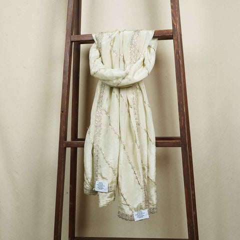 Golden Dyeable Zari Embroidery Tissue Dupatta SC-27872