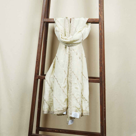 Golden Dyeable Zari Embroidery Tissue Dupatta SC-27873