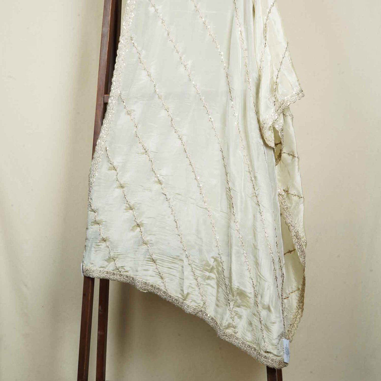 Golden Dyeable Zari Embroidery Tissue Dupatta SC-27873