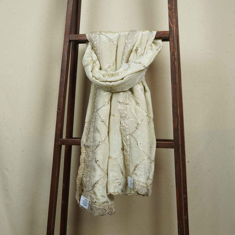 Golden Dyeable Zari Embroidery Tissue Dupatta SC-27874