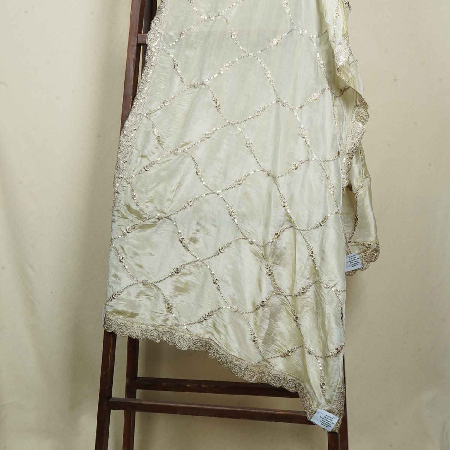 Golden Dyeable Zari Embroidery Tissue Dupatta SC-27874