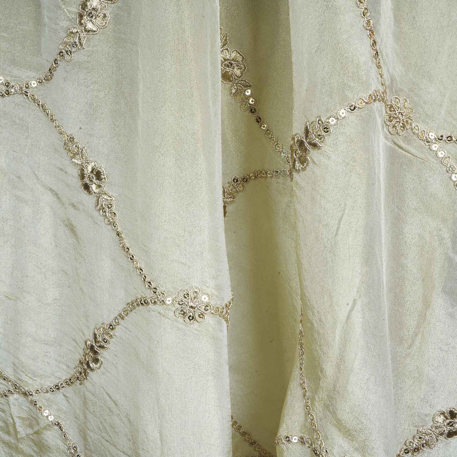 Golden Dyeable Zari Embroidery Tissue Dupatta SC-27874