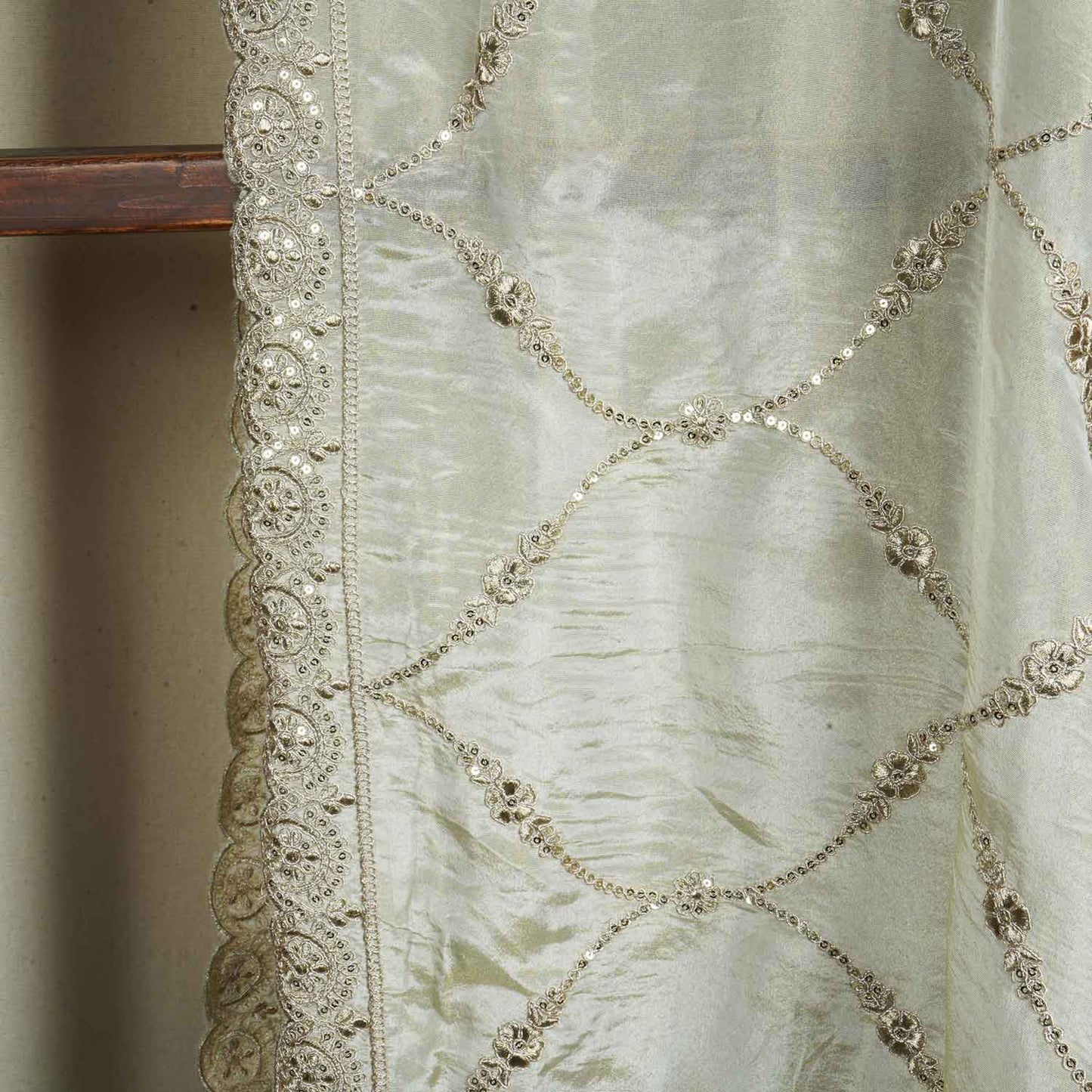 Golden Dyeable Zari Embroidery Tissue Dupatta SC-27874