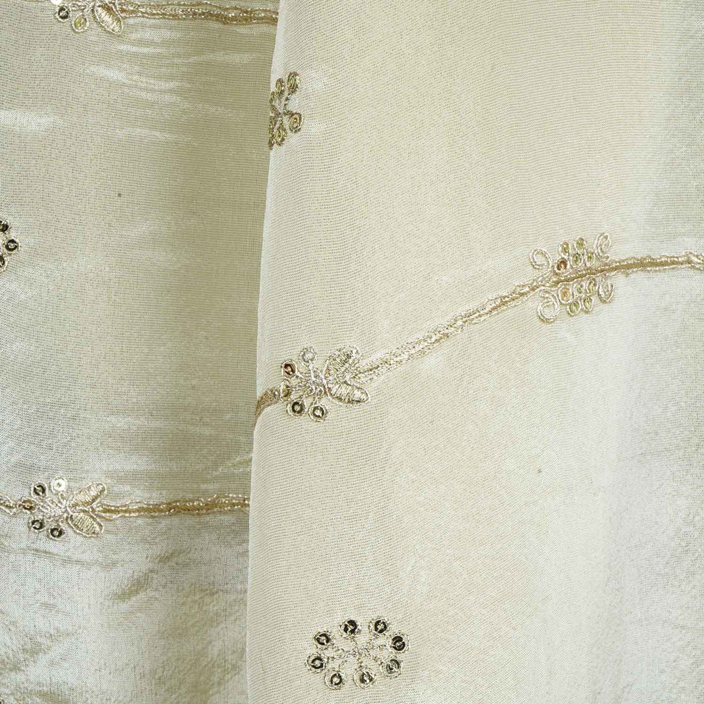 Golden Dyeable Zari Embroidery Tissue Dupatta SC-27875