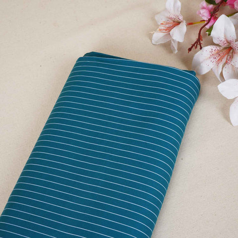 Teal Blue Stripe Yarn Dyed Poplin Fabric LSF-27876