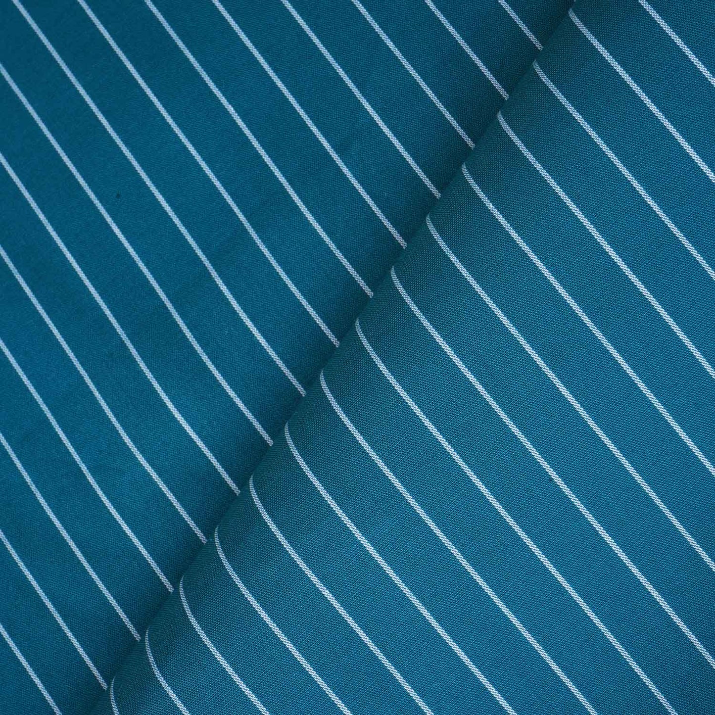 Teal Blue Stripe Yarn Dyed Poplin Fabric LSF-27876
