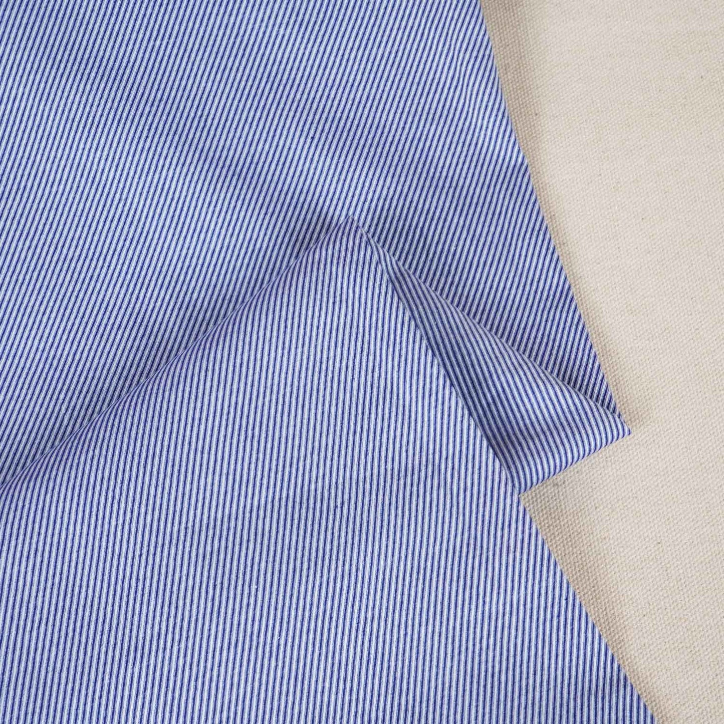 White & Navy Blue Stripe Yarn Dyed Poplin Fabric LSF-27877