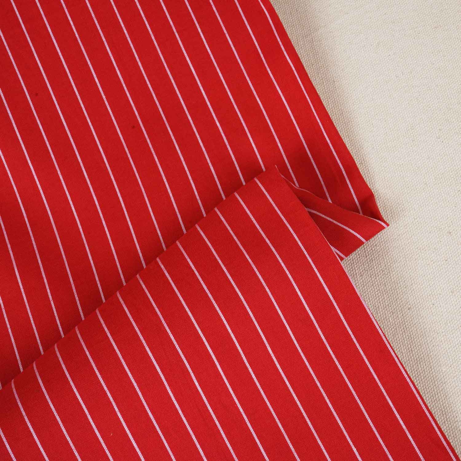 Red Stripe Yarn Dyed Poplin Fabric LSF-27878