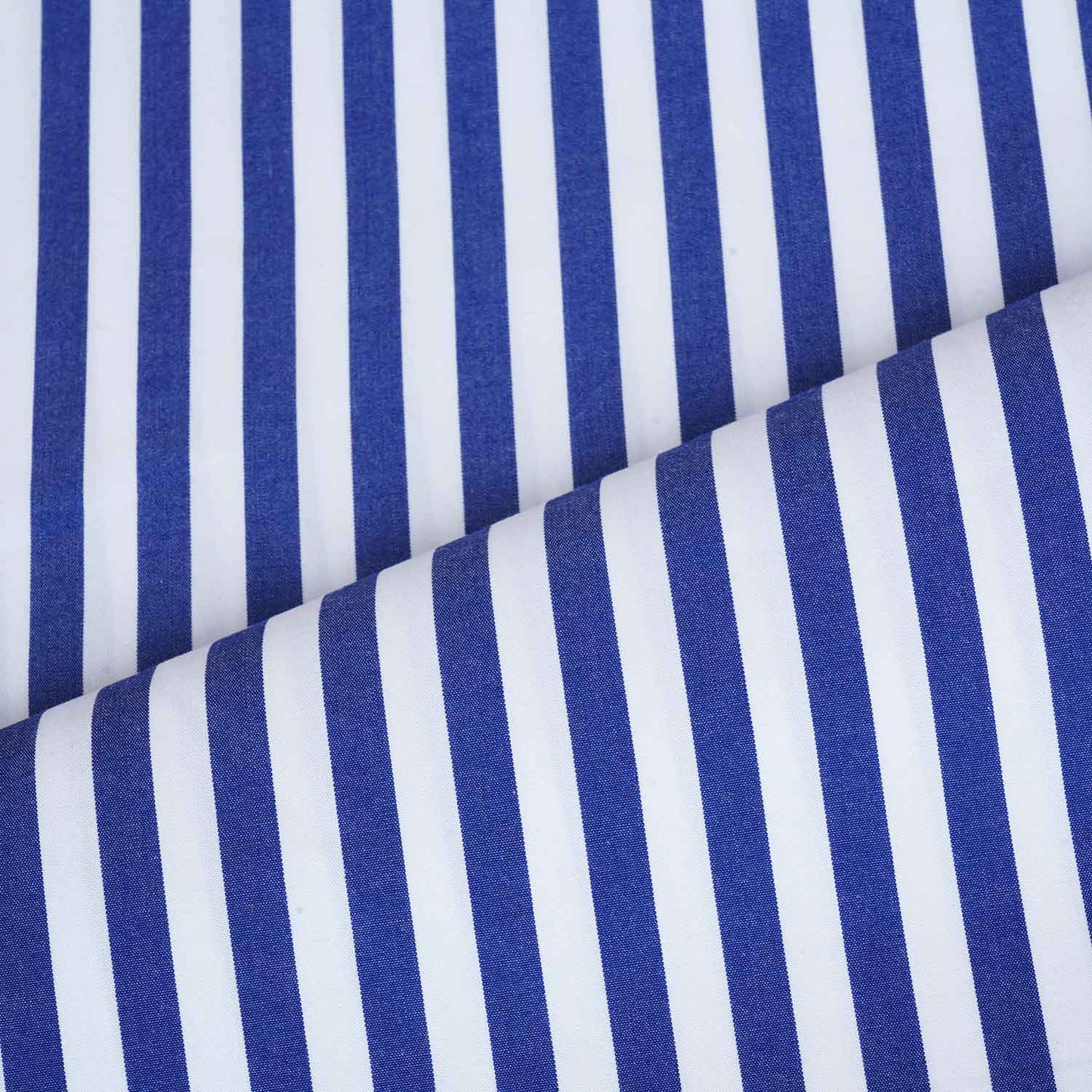 White & Navy Blue Stripe Yarn Dyed Poplin Fabric LSF-27879