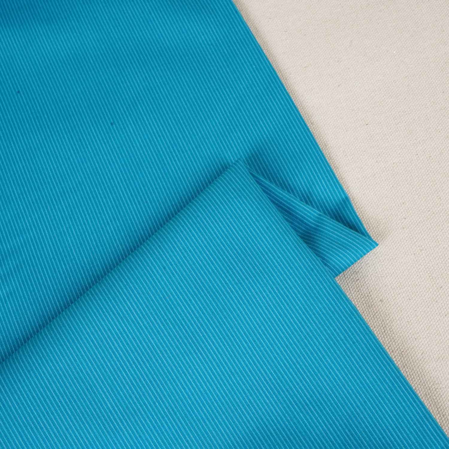 Sea Blue & White Stripe Yarn Dyed Poplin Fabric LSF-27880