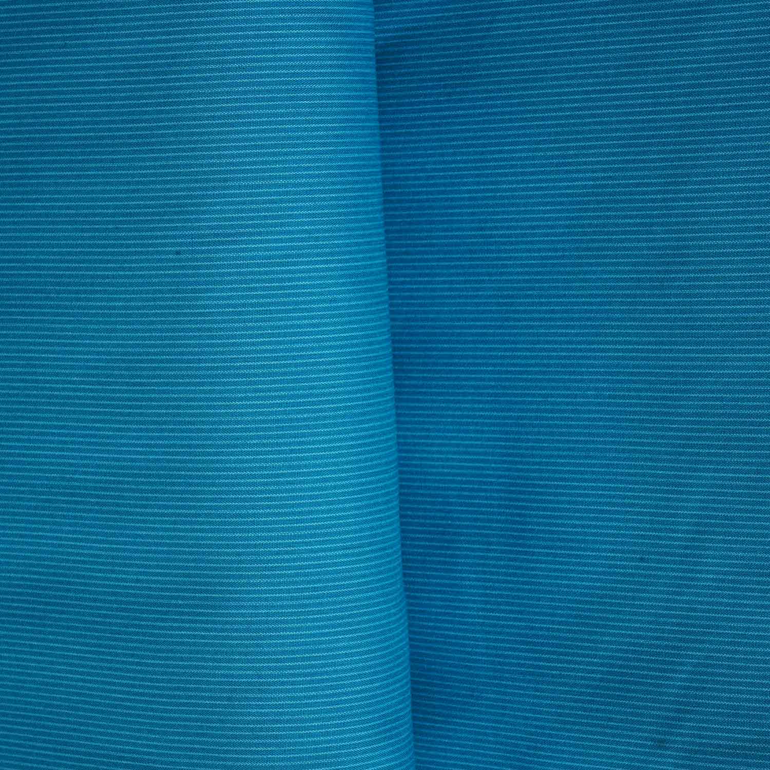 Sea Blue & White Stripe Yarn Dyed Poplin Fabric LSF-27880
