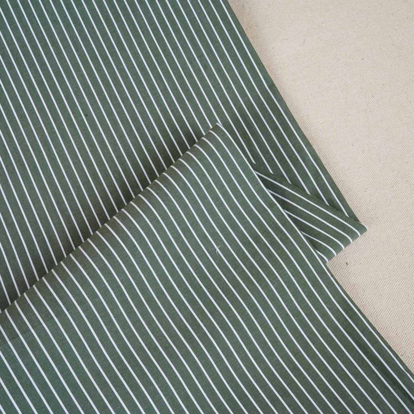 Parrot Green & White Stripe Yarn Dyed Poplin Fabric LSF-27881