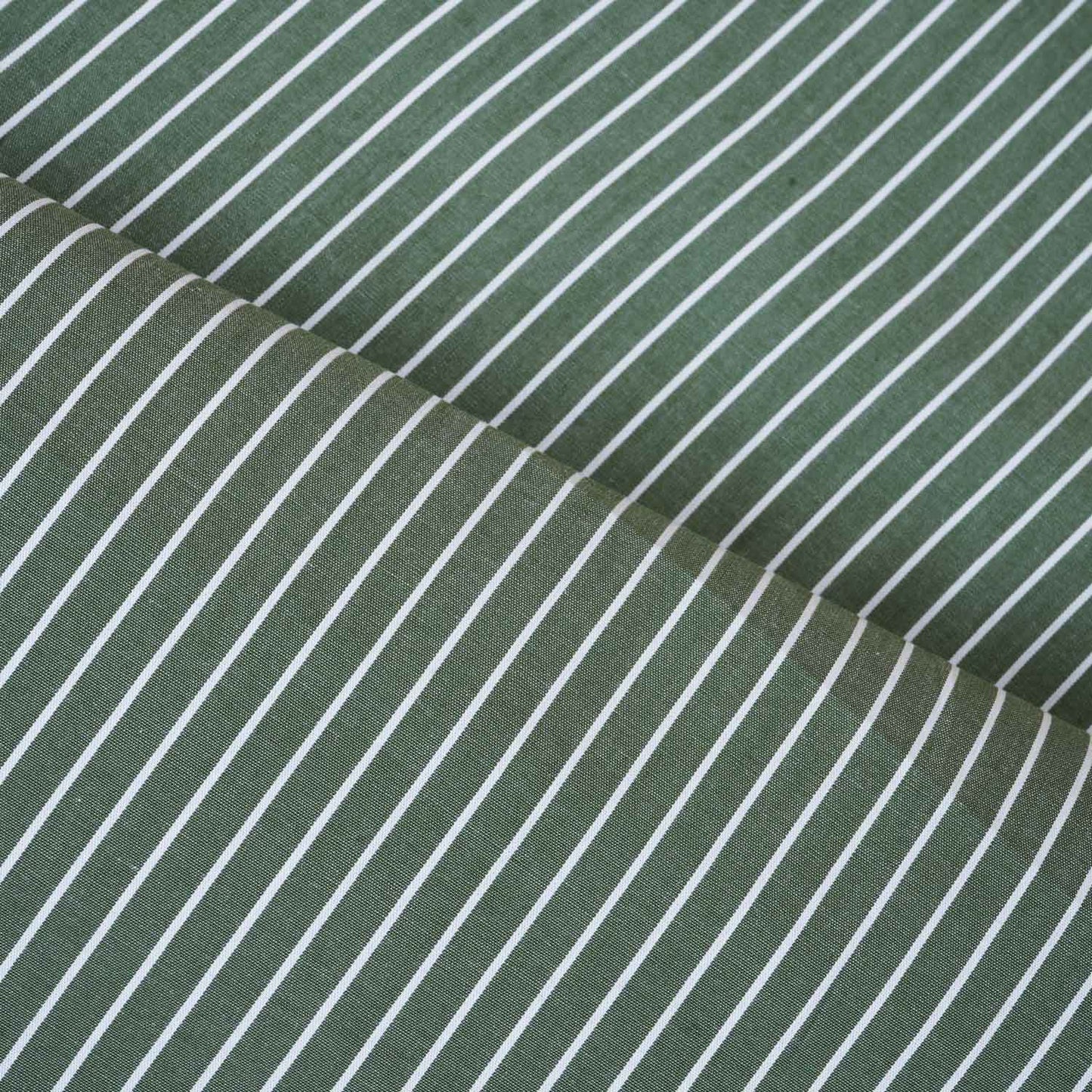 Parrot Green & White Stripe Yarn Dyed Poplin Fabric LSF-27881