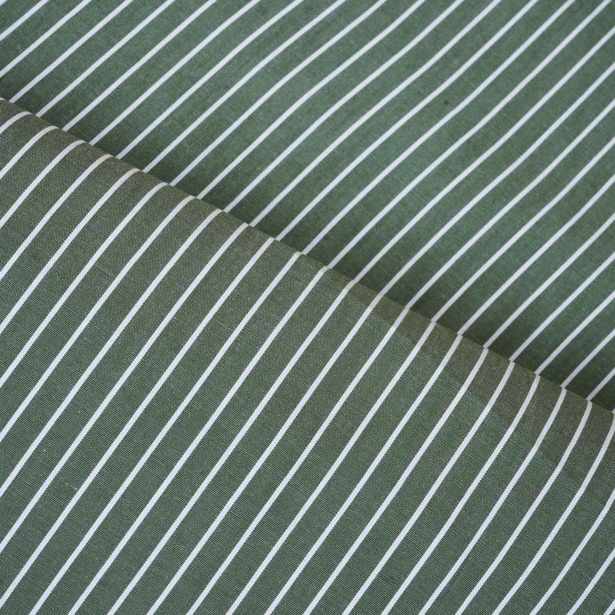 Parrot Green & White Stripe Yarn Dyed Poplin Fabric LSF-27881