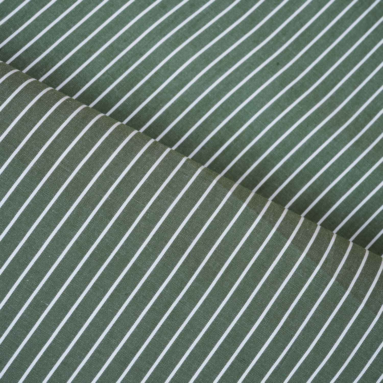 Parrot Green & White Stripe Yarn Dyed Poplin Fabric LSF-27881